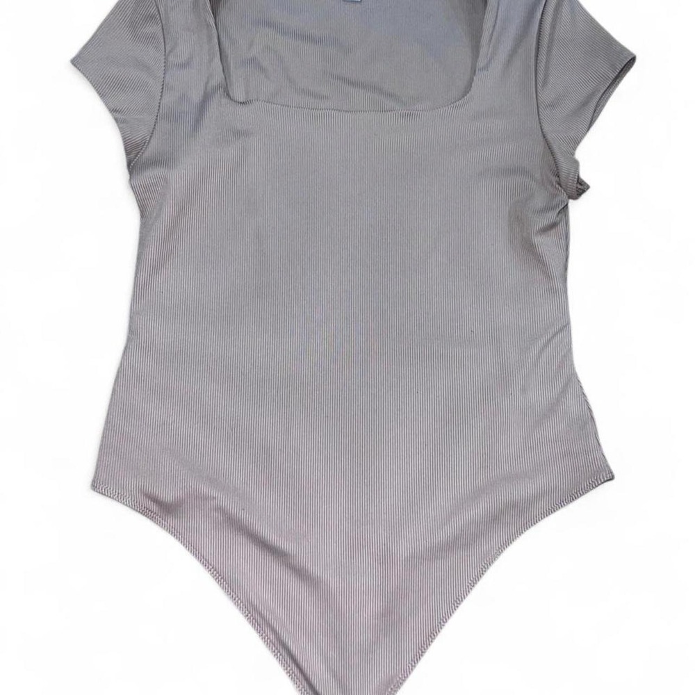 And Now This Brown Beige Bodysuit Women's Large Snap Closure Stretchy Neutral